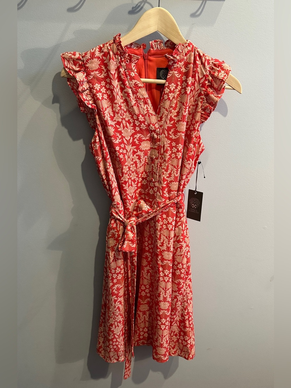 Vince Camuto Red Floral Wrap Mini Dress